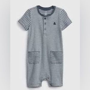 Gap Baby Organic First Favorite Shorty One-Piece Romper Navy Heather 12-18 m